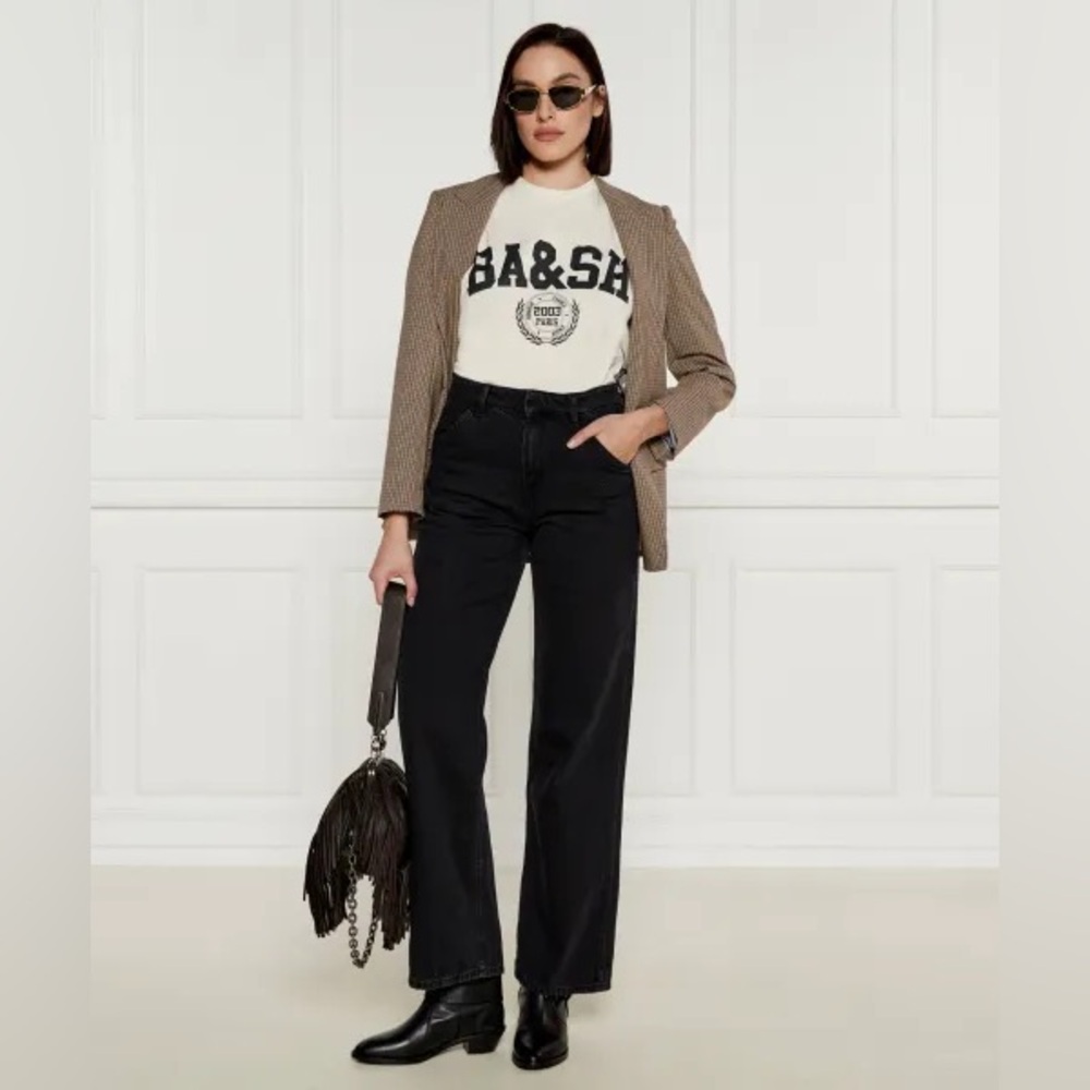 Ba&sh Loose Fit Vocchi Jeans in Blackstone Black.